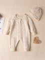 Baby Boys' Knitted Sweater Romper With Round Neck