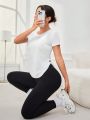 Daily&Casual Women's Side Slit Twisted Loose Fit Sports T-Shirt