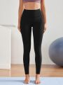 Yoga Basic Wide Band Waist Sports Leggings With Phone Pocket