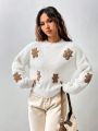SHEIN Qutie Cute Bear Patterned Casual Sweater For Any Occasion