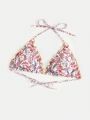 SHEIN Swim BohoFeel Plus Size Swimwear Bikini Top With Paisley Print