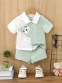 2pcs/Set Summer Casual Cute 3d Bear Printed Shirt And Shorts Outfits For Baby Boys