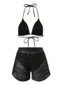 SHEIN Swim Vcay Women's Halter Neck Strap Vacation Swimwear Set