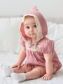 Baby Contrast Lace Puff Sleeve Square Neck Bodysuit