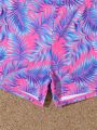 Teen Girls' Separated Two-Piece Swimsuit With Romantic Plant Print