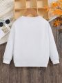 Young Girl Slogan & Figure Graphic Sweatshirt