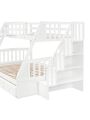 Twin Over Full Solid Construction Bunk Bed with Storage Staircase and 3 Drawers, Wood Bunk Beds Frame with Guardrails and Ladders, Can be Convertible into 2 Beds