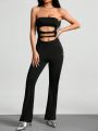 SHEIN ICON Cut Out Front Tube Jumpsuit