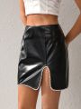 ROZ Melted Pearls Pleather Skirt