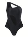 SHEIN Swim BAE Solid Color Hollow Out Sexy One Piece Swimsuit