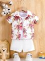 Baby Boy's Floral Beach Vacation Tropical Shirt And 100% Shorts Street Fashion Outfit