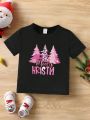 Baby Girls' Christmas Printed Short Sleeve T-shirt