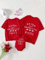 Baby Girls' Slogan Printed Short Sleeve Romper