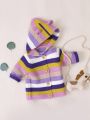 Infant Girls' Striped Hooded Cardigan With Buttons