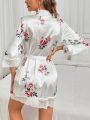 Women's Floral Pattern Bathrobe