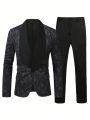 Extended Sizes Men's Patterned Suit Set