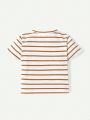 Cozy Cub Baby Boys' Striped Round Neck Short Sleeve Tee, Cartoon Sailboat Pattern Tee, Solid Color Shorts 4pcs/Set