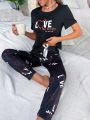 Heart & Letter Graphic PJ Set