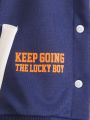 Boys' (Little) Color Blocking Letter Print Jacket And Solid Color Pants Set