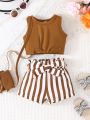 Infant Summer Striped Vest T-Shirt And Shorts Set