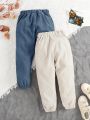 SHEIN Kids EVRYDAY 2pcs Fashionable And Versatile Casual Pants For Toddler Boys