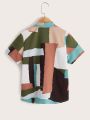 SHEIN Kids SUNSHNE Boys Patchwork Print Shirt