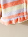 Cute Striped Coral Fleece Warm Baby Girls' Pajama Set