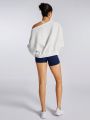 GLOWMODE Cotton-Blend Fleece Embroidered Off-Shoulder Sweatshirt