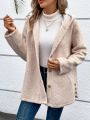 SHEIN Frenchy Solid Color Hooded Furry Coat