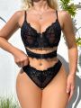 SHEIN Women's Front Closure Lace Sexy Lingerie Set