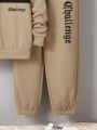 SHEIN Tween Boy Two Tone Letter Graphic Pullover & Sweatpants
