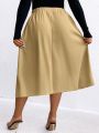 Plus Size Women's Mid-Length Skirt With Slit Waist