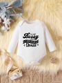 Baby Girls' Long Sleeve Bodysuit With Text Print