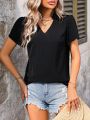 Short Sleeve Blouse With Notch Neck Design