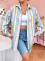 SHEIN Qutie Colorful Striped Women's Shirt