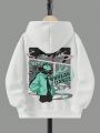 Big Boys' Casual Hooded Sweatshirt With Cartoon Pattern, Long Sleeve, Suitable For Autumn And Winter