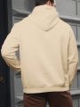 Men's Plus Size Letter Printed Drawstring Hooded Fleece Sweatshirt