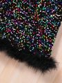 SHEIN Kids CHARMNG Young Girl Fuzzy Hem Sequin Dress