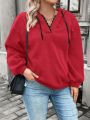 SHEIN Frenchy Plus Drop Shoulder Drawstring Hoodie