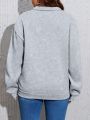 Plus Letter Graphic Half Zip Drop Shoulder Sweatshirt