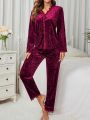 Lace Patchwork Long Sleeve Pajama Set