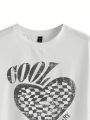 Carola Prints Plus Size Loose Fit T-Shirt With Slogan And Heart Print Round Neck Design