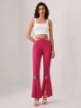 Lulus Cut Out Waist Split Hem Flare Leg Jeans