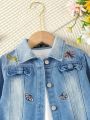 Little Girls' Comfortable Embroidered Denim Jacket