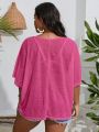 Plus Solid Batwing Sleeve Cover Up