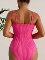 One Piece Swimsuit With Ruffled Decorated Shoulder Straps