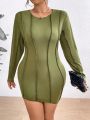 SHEIN Privé Women's Stitching Design Slim Fit Plus Size Dress