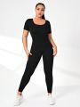 Plus Solid Sports Jumpsuit