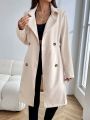 SHEIN EZwear Double Breasted Belted Trench Coat