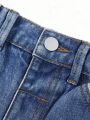 Toddler Girls' Denim Cargo Pants With Pockets